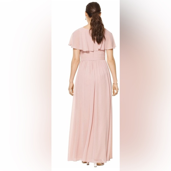 Bill Levkoff Chiffon Flutter Sleeve Bridesmaid Dress, Pistachio Green Formalwear - Picture 6 of 10